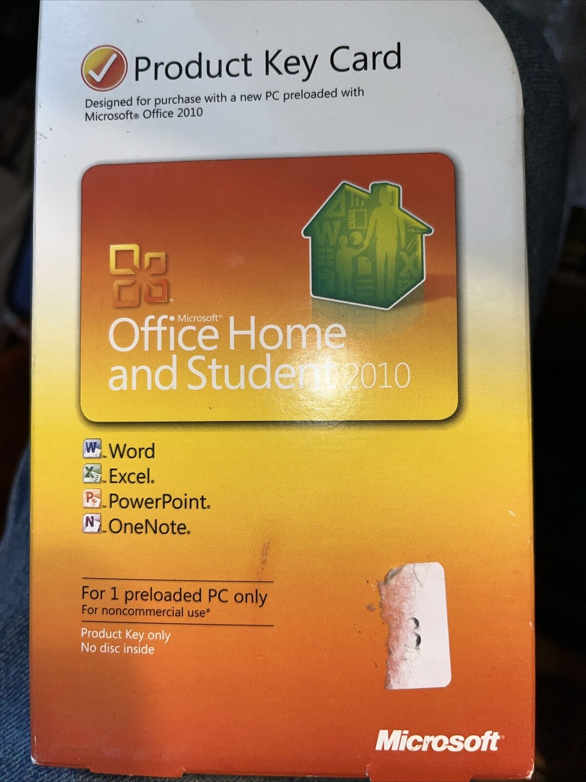 Microsoft Office Home And Student 2010 Product Key Card - No Disc
