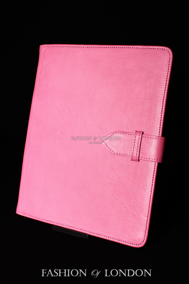 iPad 2 3 & 4 (Pink Soft Lambskin) Genuine Real Leather Cover Case Stand Folio