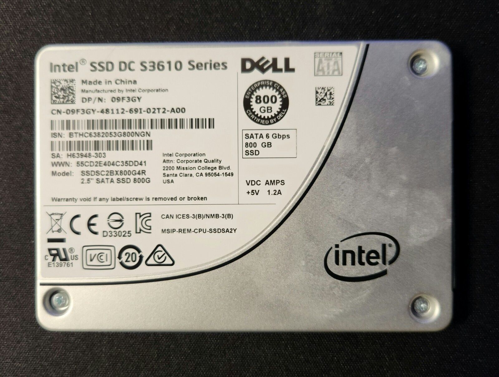 Dell Intel S3610 800GB 2.5\