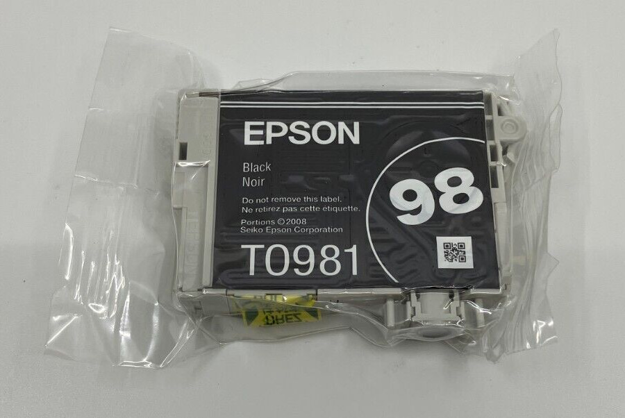 Epson 98 T0981 Black Ink Cartridge New Sealed Original Genuine Inkjet No Box