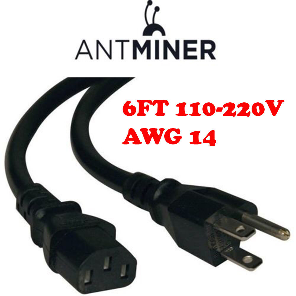 BITMAIN Antminer APW3 PSU Power Supply Cord Cable HEAVY AWG14 L3+ D3 S9 6FT