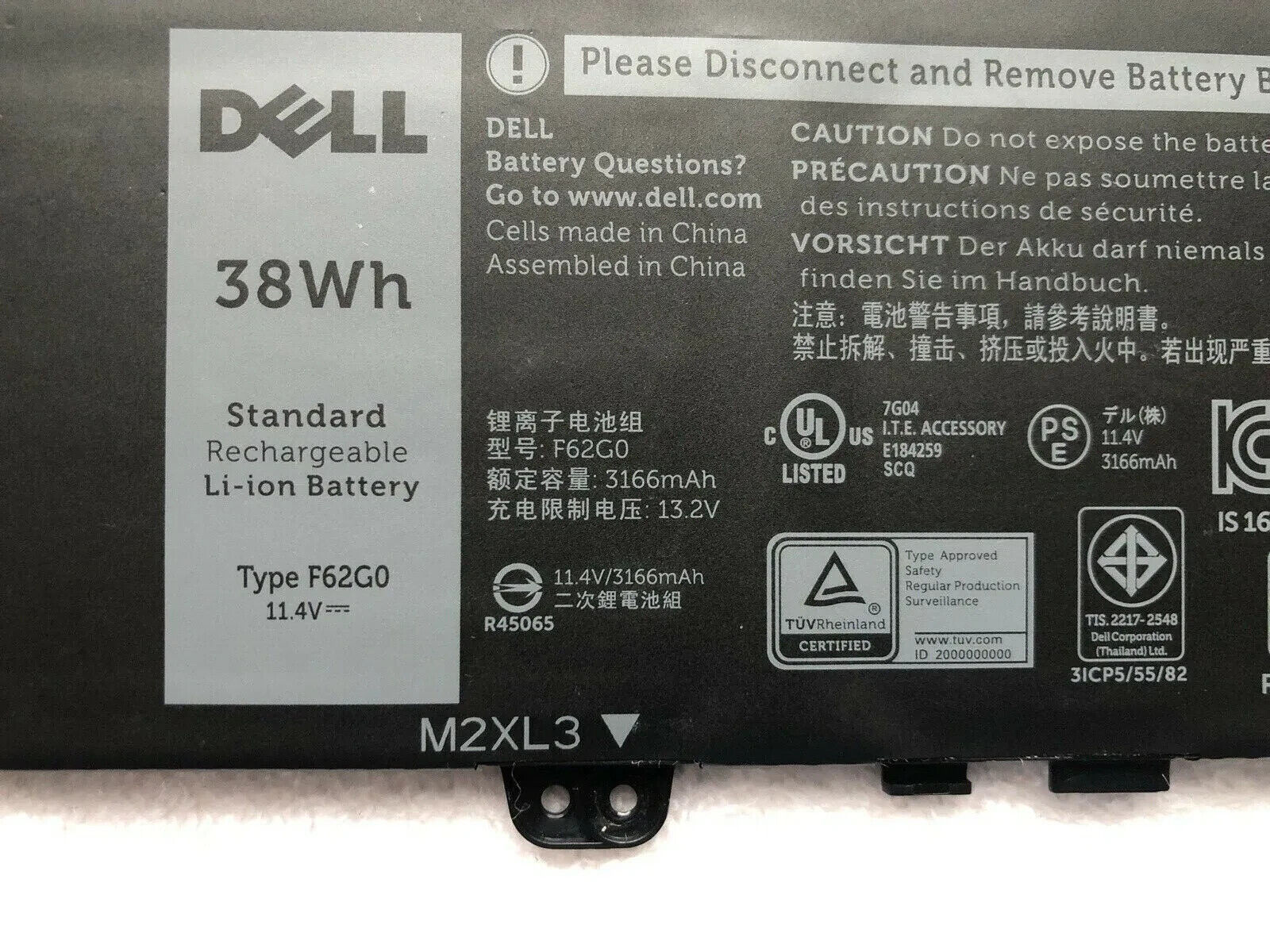 New Genuine OEM 39DY5 F62G0 Battery for Inspiron 13 7000 i7373 7373 7386 2-in-1