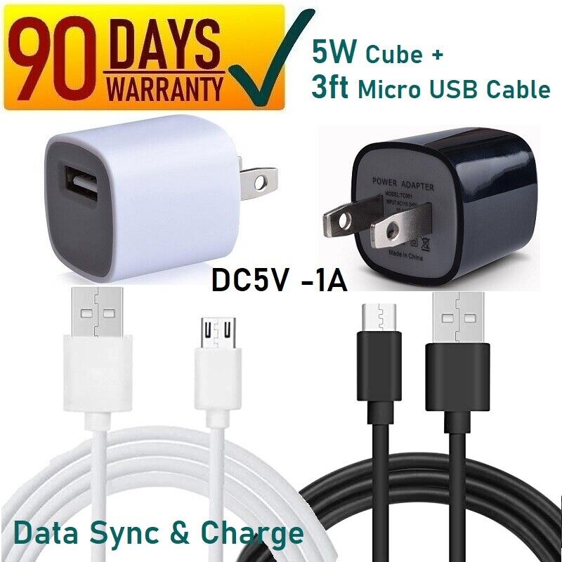 1A AC Home Wall Power Charger & Micro USB Cord For Vivitar, Emerson, Kurio [7
