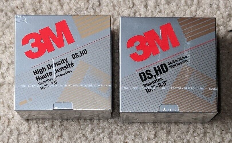 3M High Density DS, HD 3.5” Diskettes -20 Sealed In Package