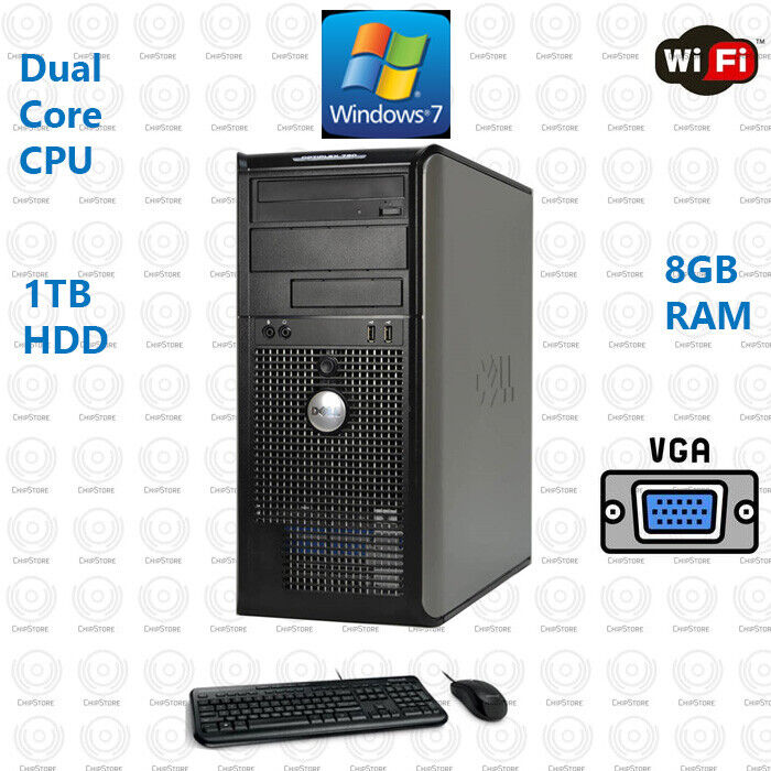 Fast Dell Desktop Computer PC Core 2 Duo 500GB WiFi PC Windows 7