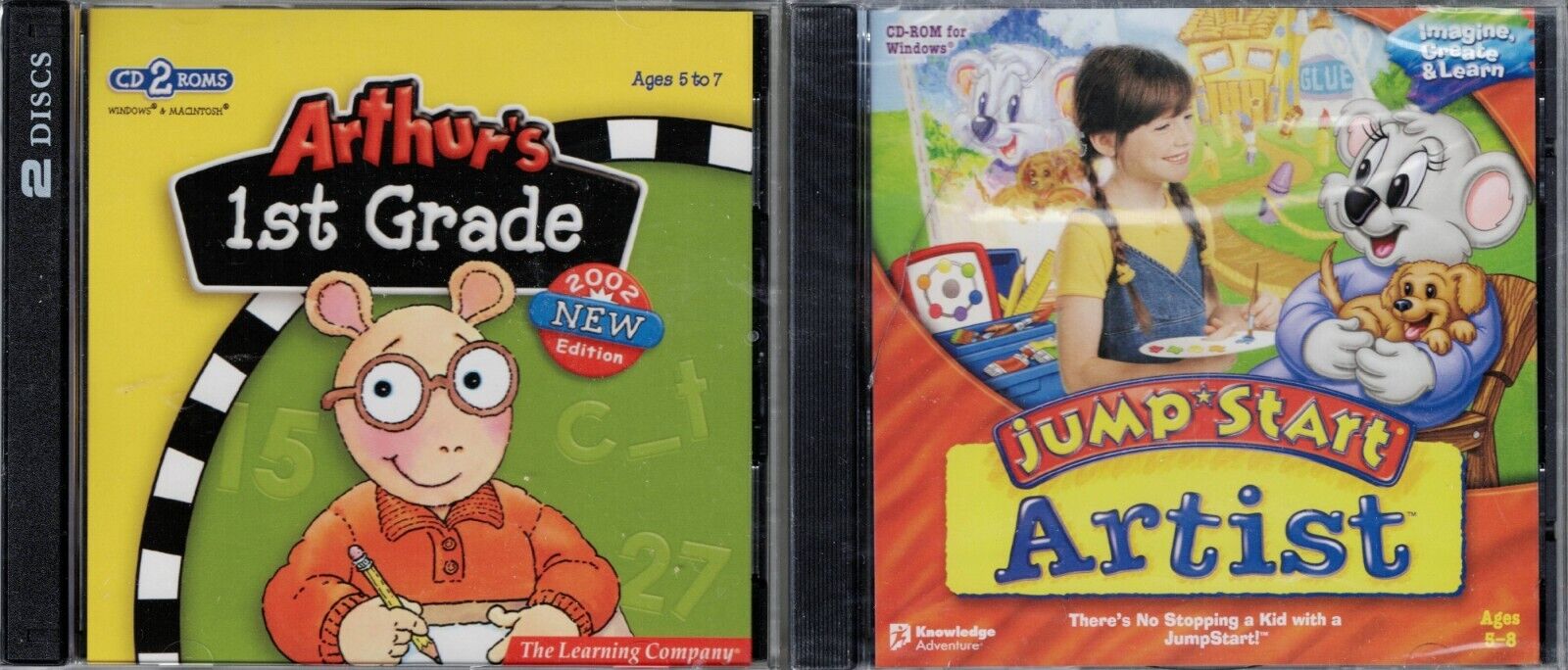 Arthurs 1st Grade & JumpStart Artist Pc Both New XP 2 Great Learning Titles