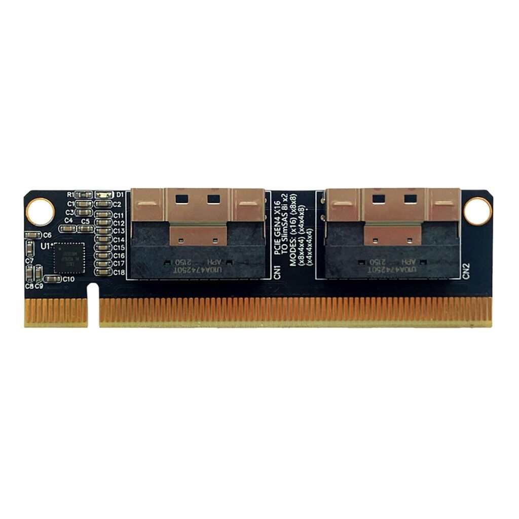 PCIe 4.0 x16 To 4 Port NVMe-Expansion Card PCI-E 4.0 16xTo SlimSAS 8i x2 SFF8654