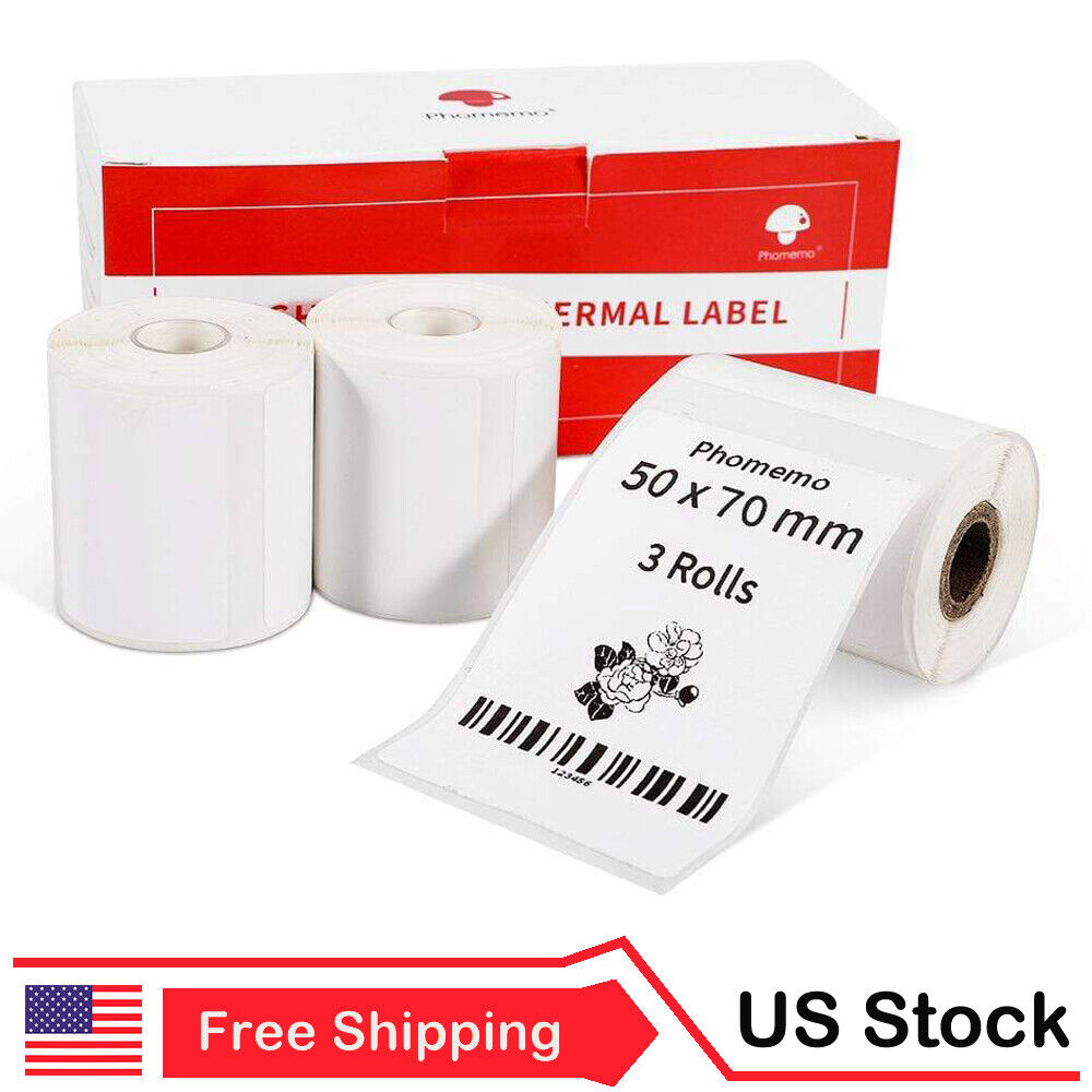 3 Rolls Multi-Purpose White Square Self-Adhesive Papers 40×60mm Thermal Labels