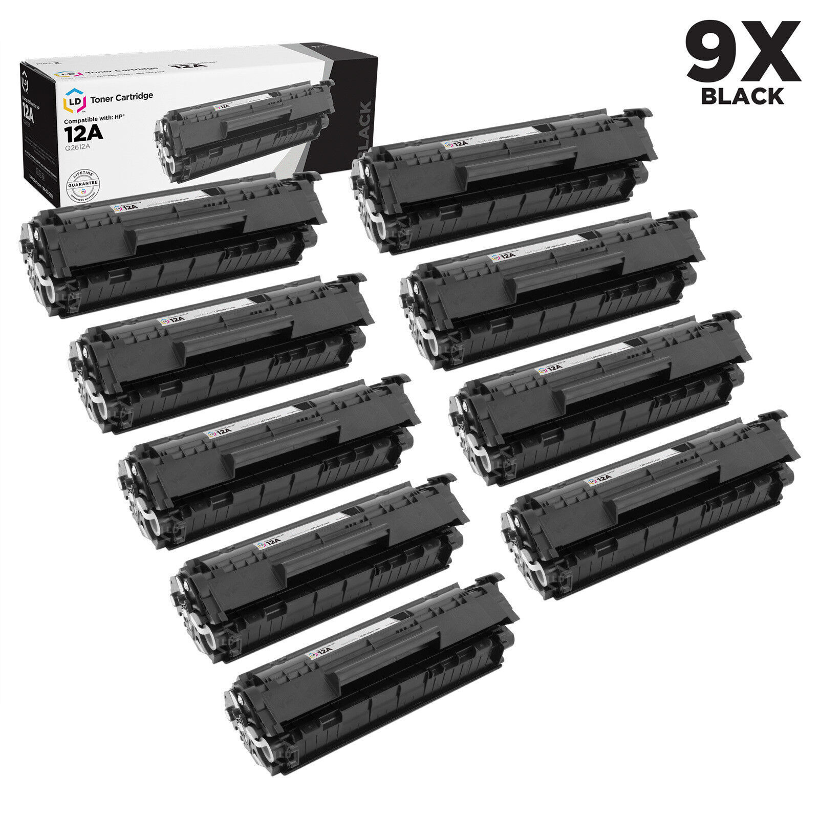LD Products 9PK Comp HP 12A Black Toner Cartridge for Q2612A LaserJet 1022nw
