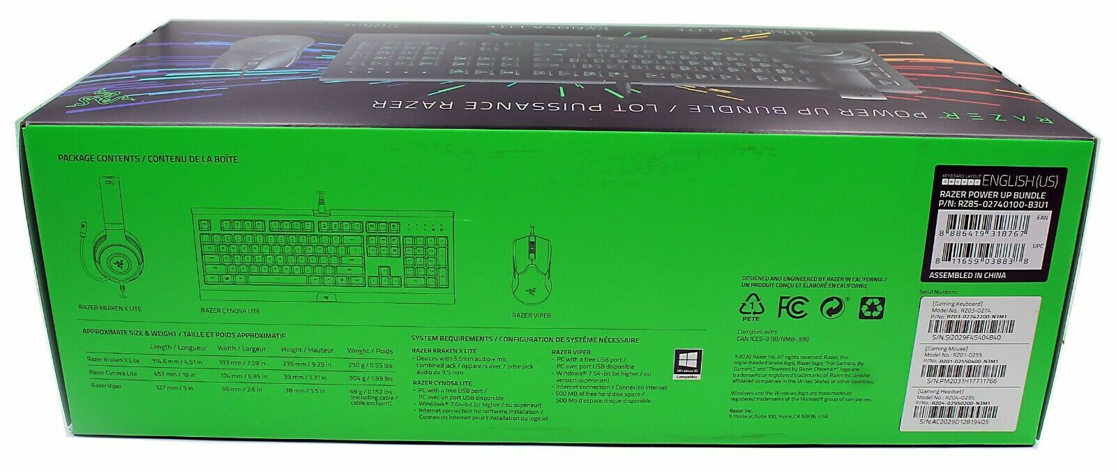 Razer RZ85-02740100-B3U1 Power Up Gaming Bundle Gaming Keayboard, Headset & Mice