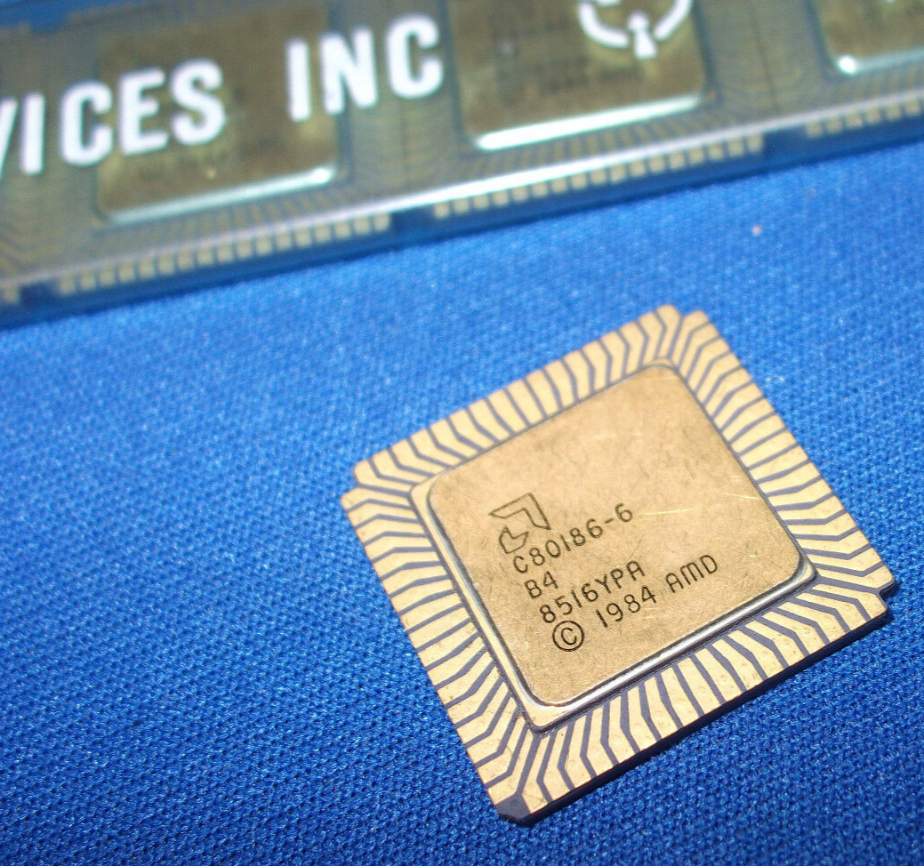 QTY-1 C80186-6 AMD Vintage Rare CPU Gold New 80186 COLLECTIBLE LAST ONES