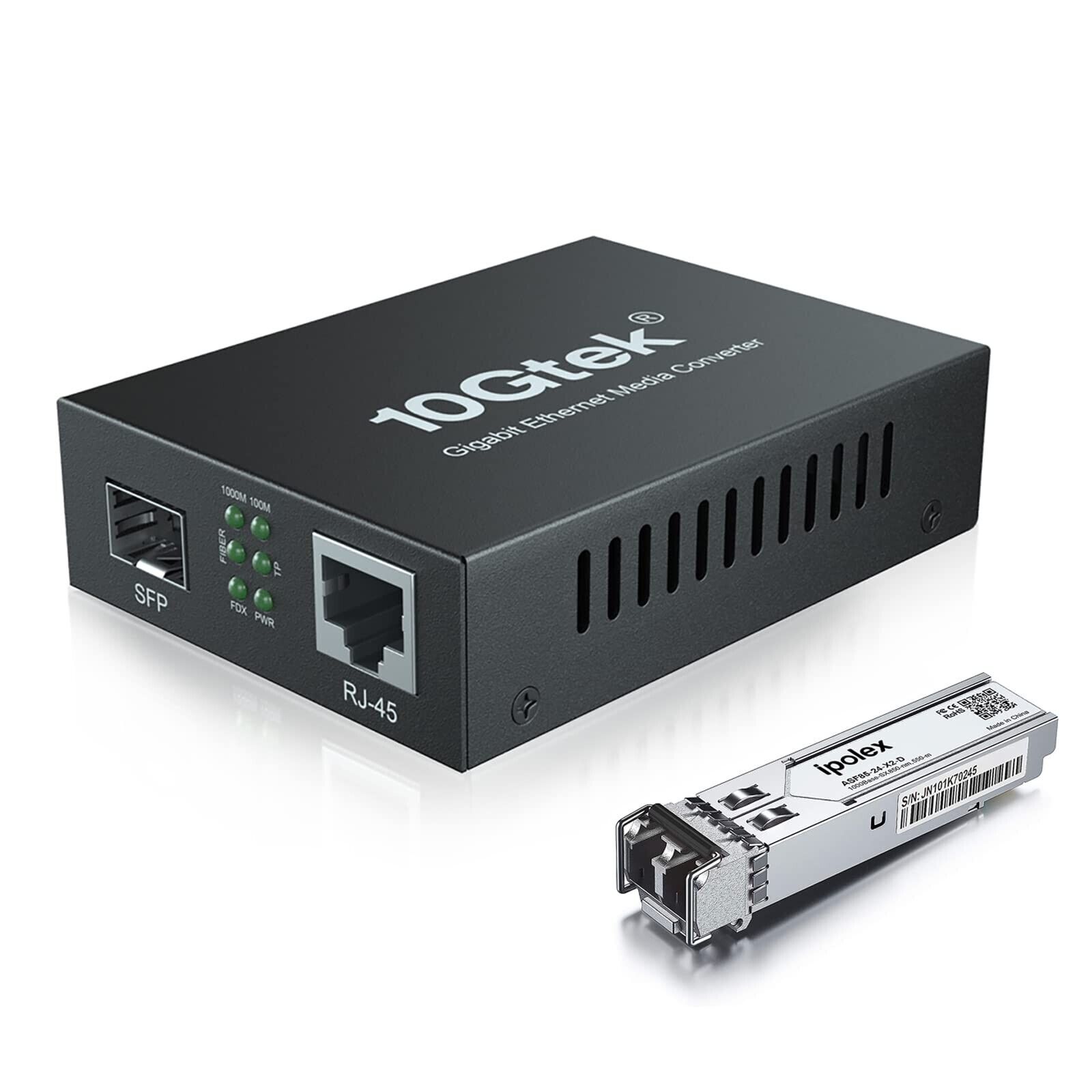 Gigabit Multi-Mode LC Fiber to Ethernet Media Converter with A SFP SX Module,...