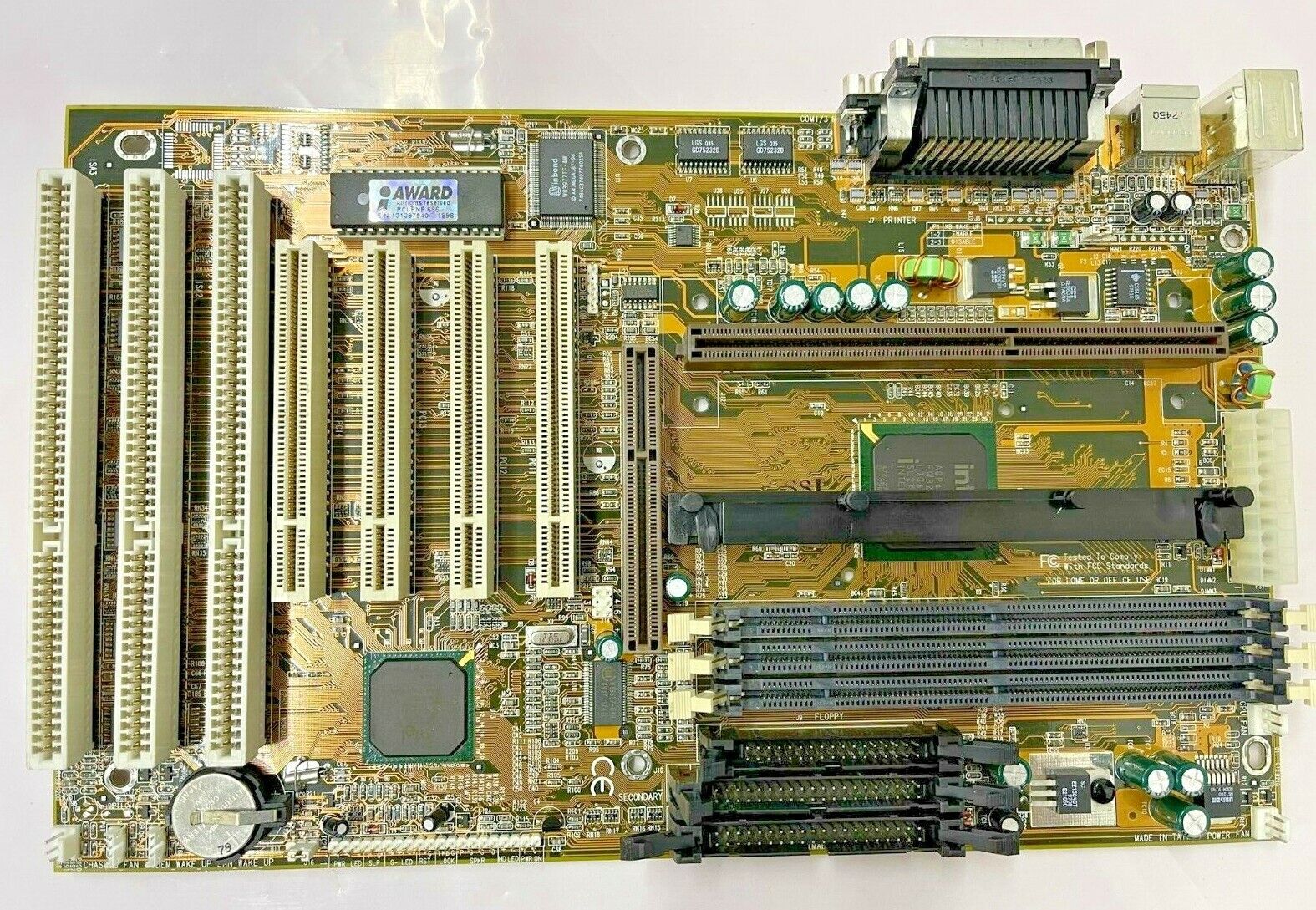 RARE VINTAGE ASUS P6LX-A+ REV 1.1A SLOT 1 ATX MOTHERBOARD 3 ISA 4 PCI AGP MBMX42