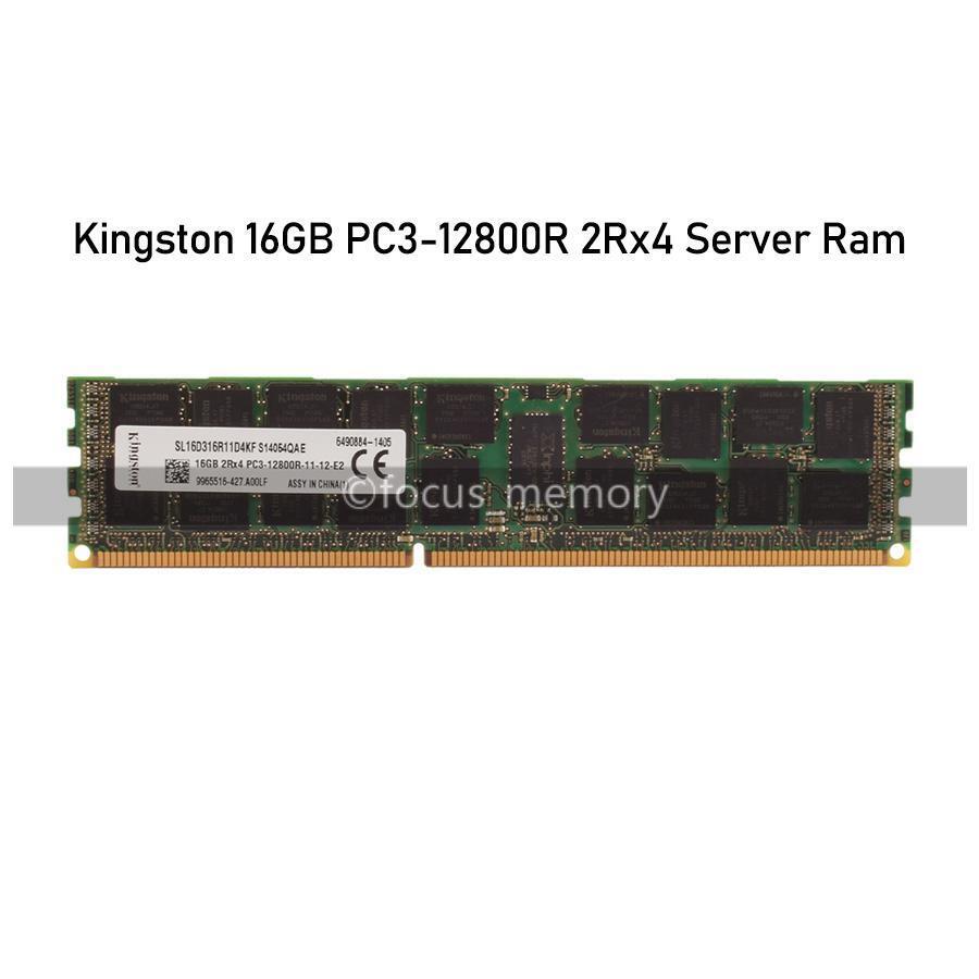 Kingston 16 GB 2Rx4 PC3-12800R DDR3-1600MHz ECC REG RDIMM Server Memory 1.5V lot
