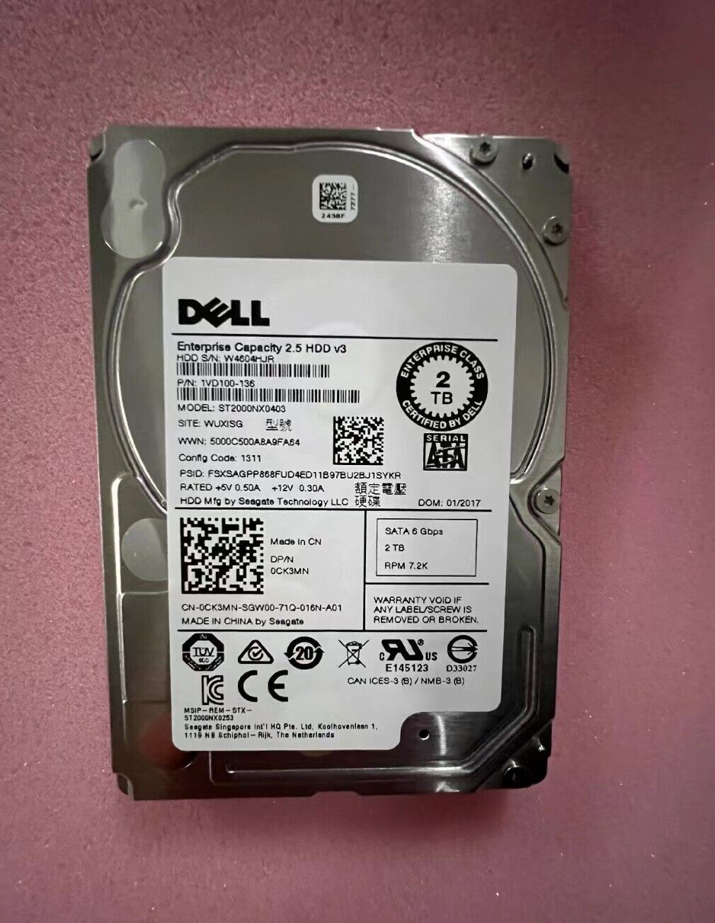 Dell ST2000NX0403 2T SATA 2.5 inch 7.2K CK3MN server hard drive