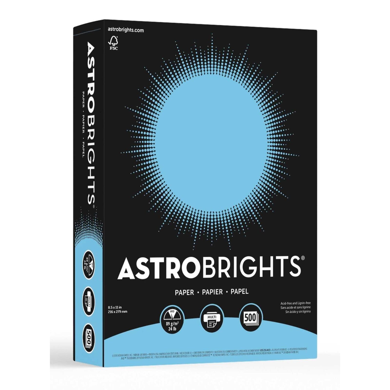 Astrobrights Premium Color Paper, 8-1/2 x 11 Inches, Lunar Blue, 500 Sheets