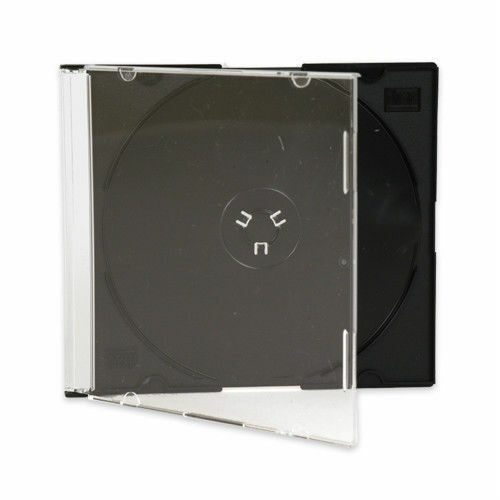 5.2mm Slim CD Jewel Case Single Black/Clear Tray Wholesale Lot