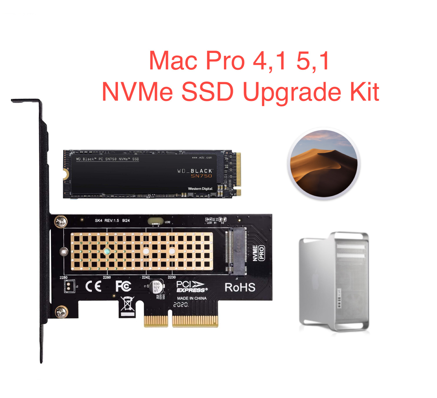 WD Black 1TB NVMe SSD Mac Pro 4,1 5,1 2009 2010 2012 Upgrade Kit