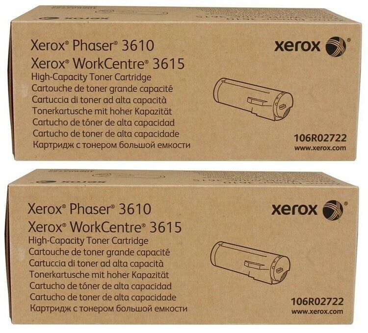 2 Genuine Sealed Xerox 106R02722 Toner Cartridges Phaser 3610 WorkCentre 3615
