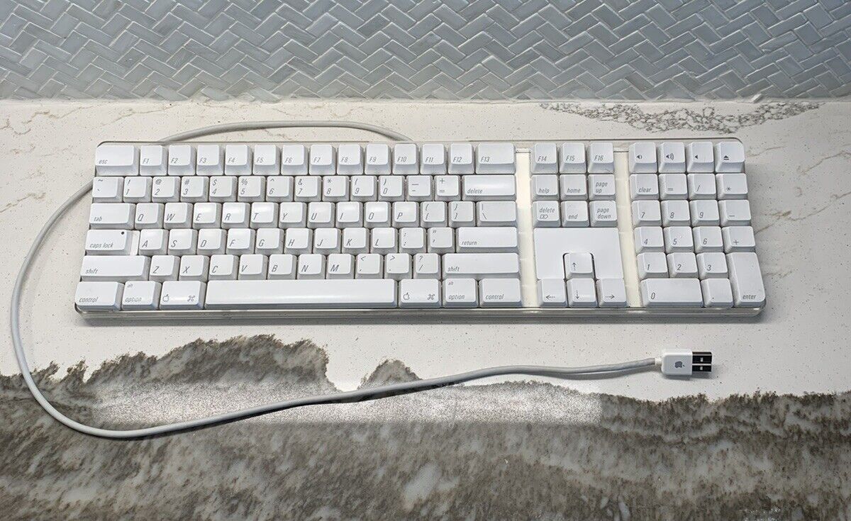 Genuine Apple Mac iMac G4 G5 Wired Full Size Keyboard A1048 w/ 2 USB ports Works