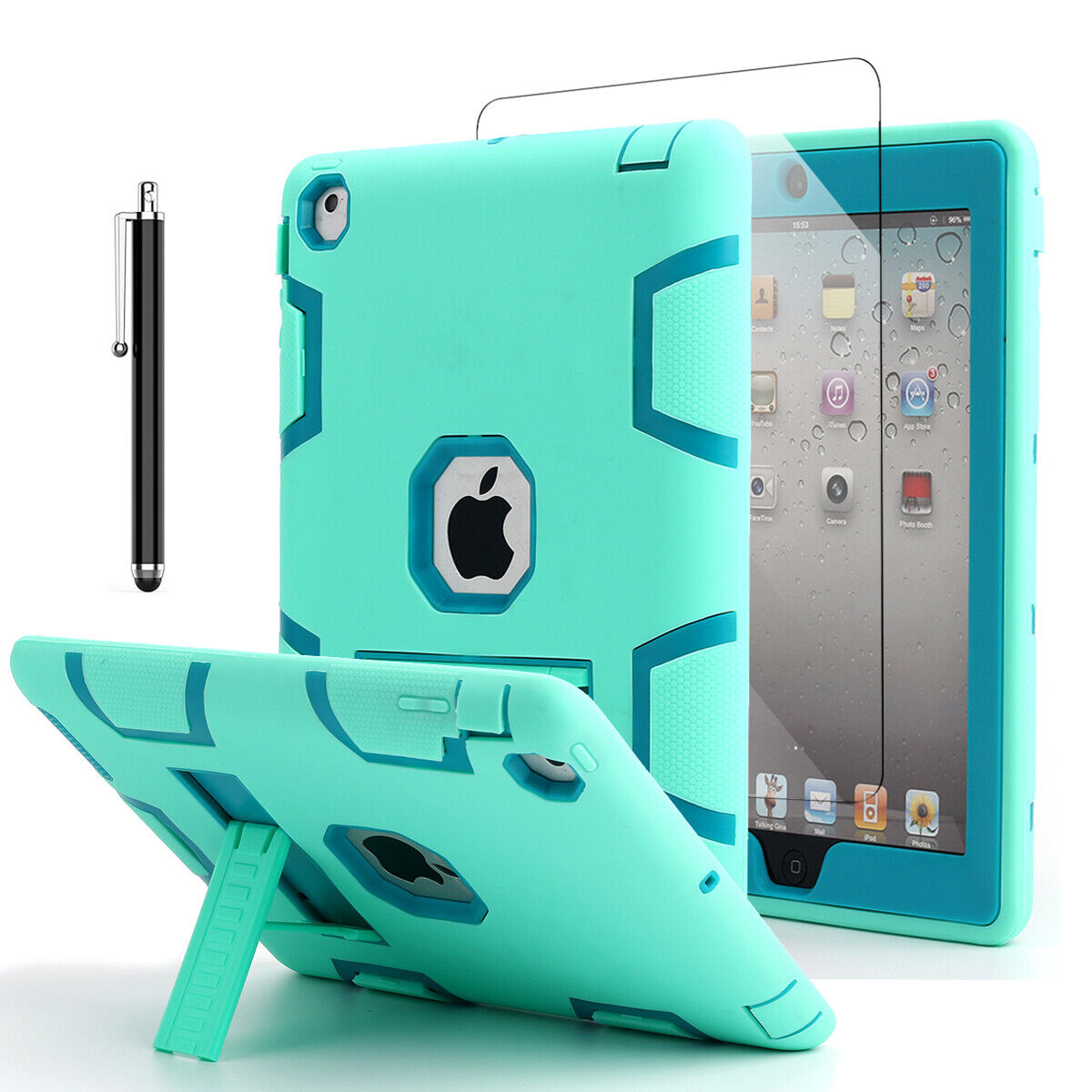 For iPad 2 3rd 4th Gen 9.7 in Hybrid Shockproof Heavy Duty Case Hard Stand Cover