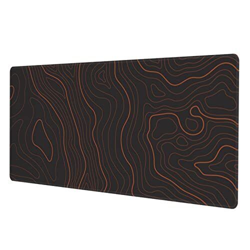 Black Brown Topographic Map Extended Large Gaming Mouse Pad Non One Size, 7 