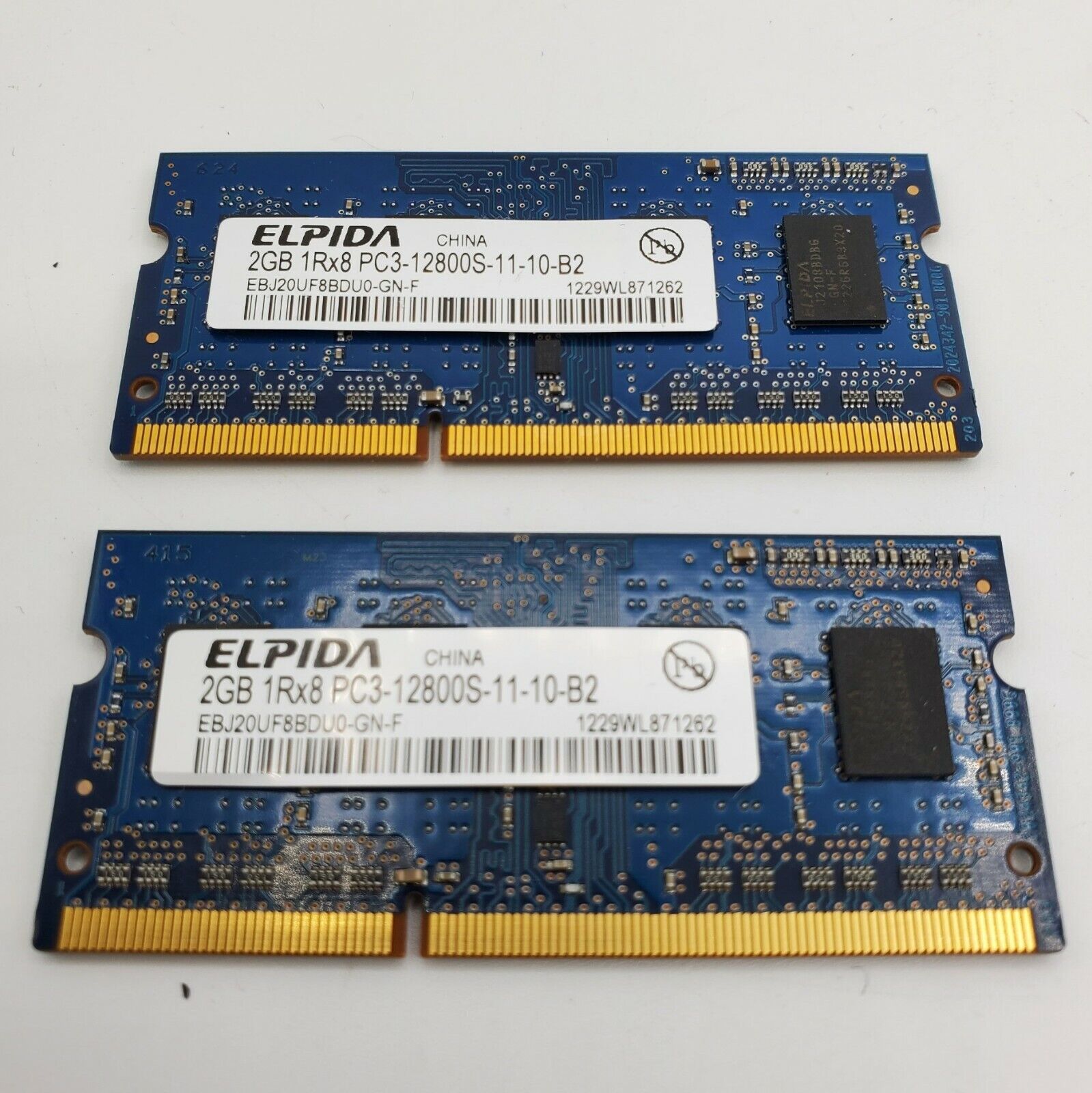 Elpida - 4GB (2 x 2GB) - DDR3 Laptop Memory - 1Rx8 PC3-12800S-11-10-B2