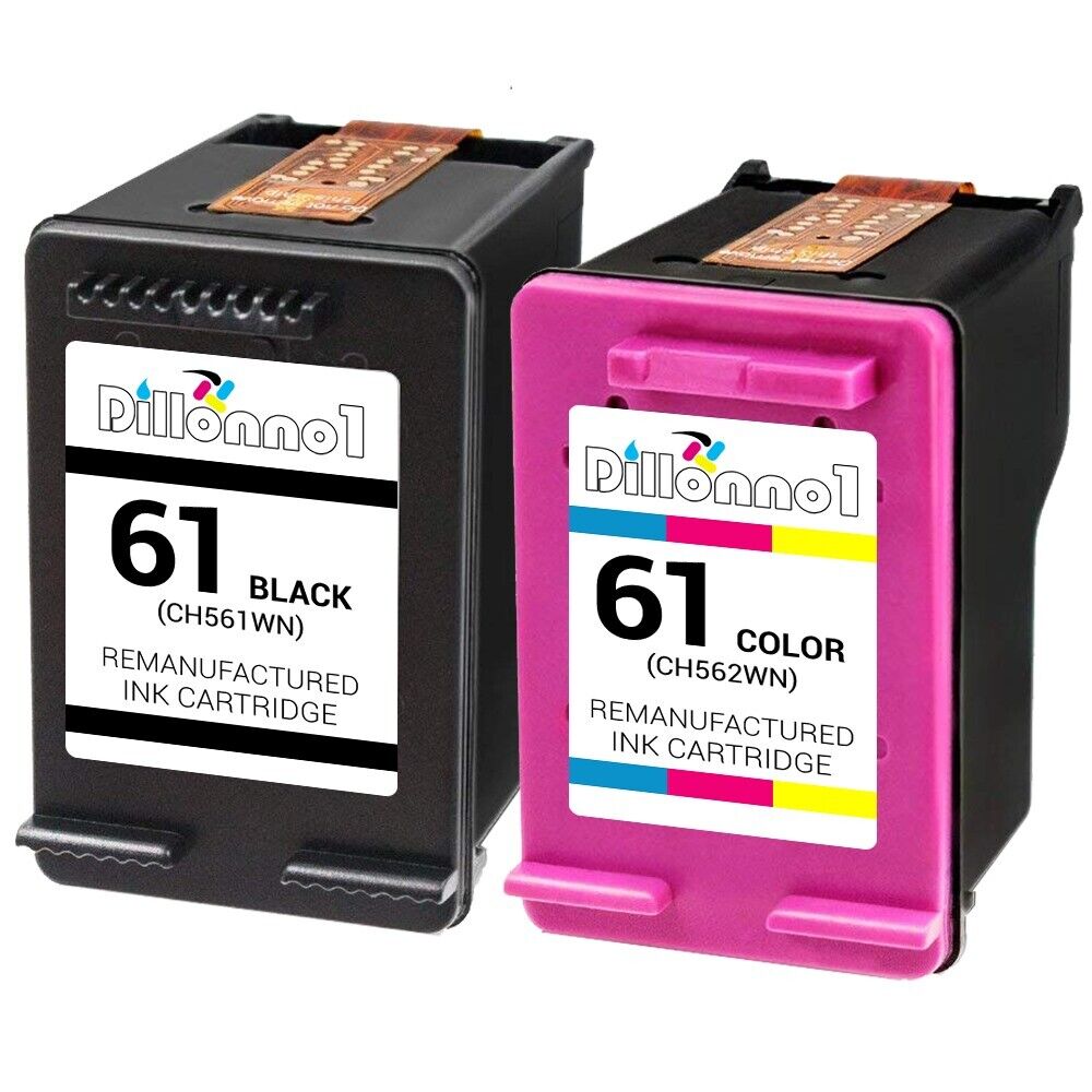 2PK Replacement HP 61 Ink Cartridge 1-Black & 1-Color Desk 1000 1050 1051 2050