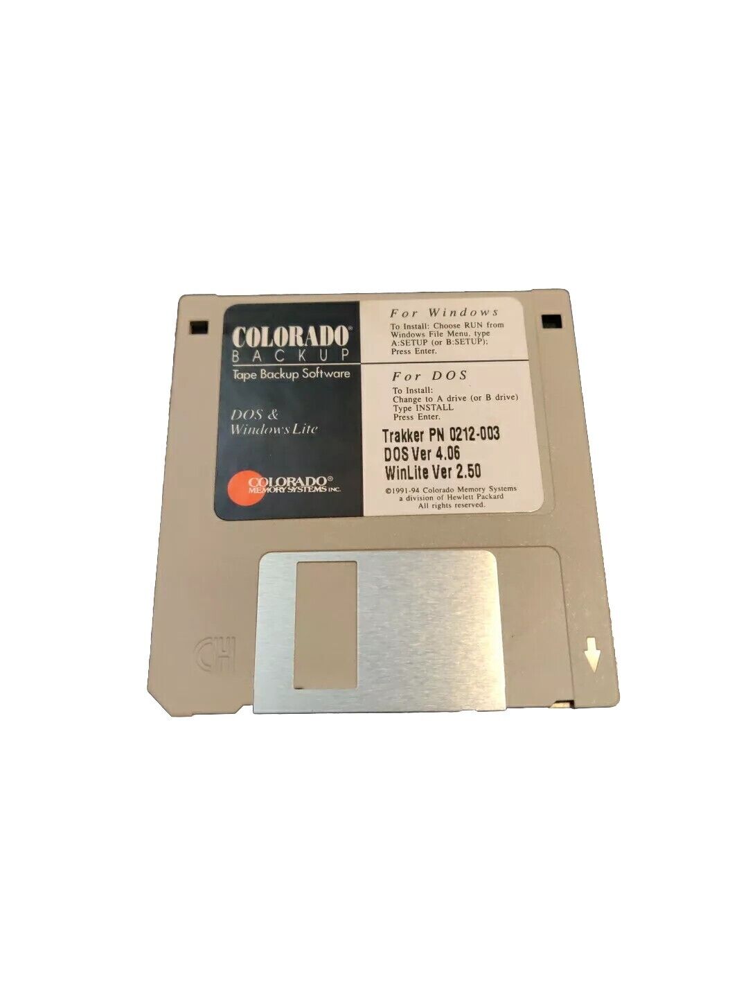 Vintage 1992 Colorado Tape Backup Software For DOS & Windows Floppy Disc