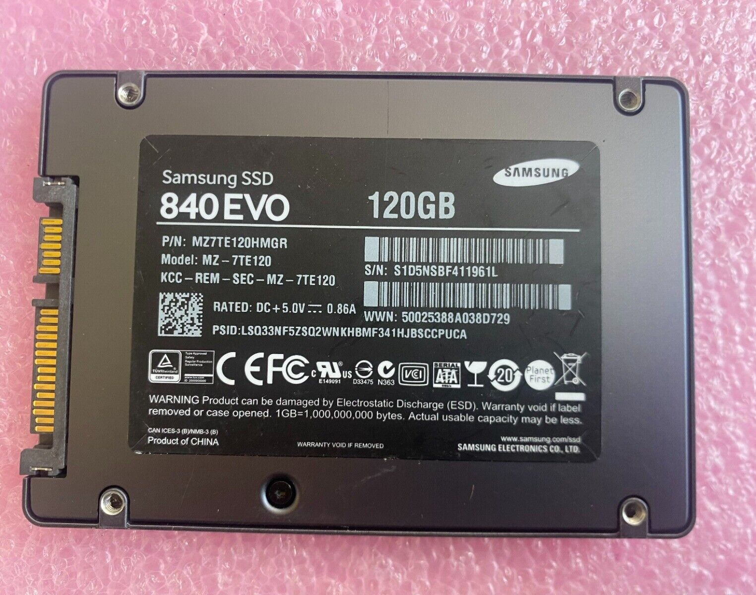 Samsung 840EVO 120GB MZ-7TE120 MZ7TE120HMGR Solid State Drive 2.5\
