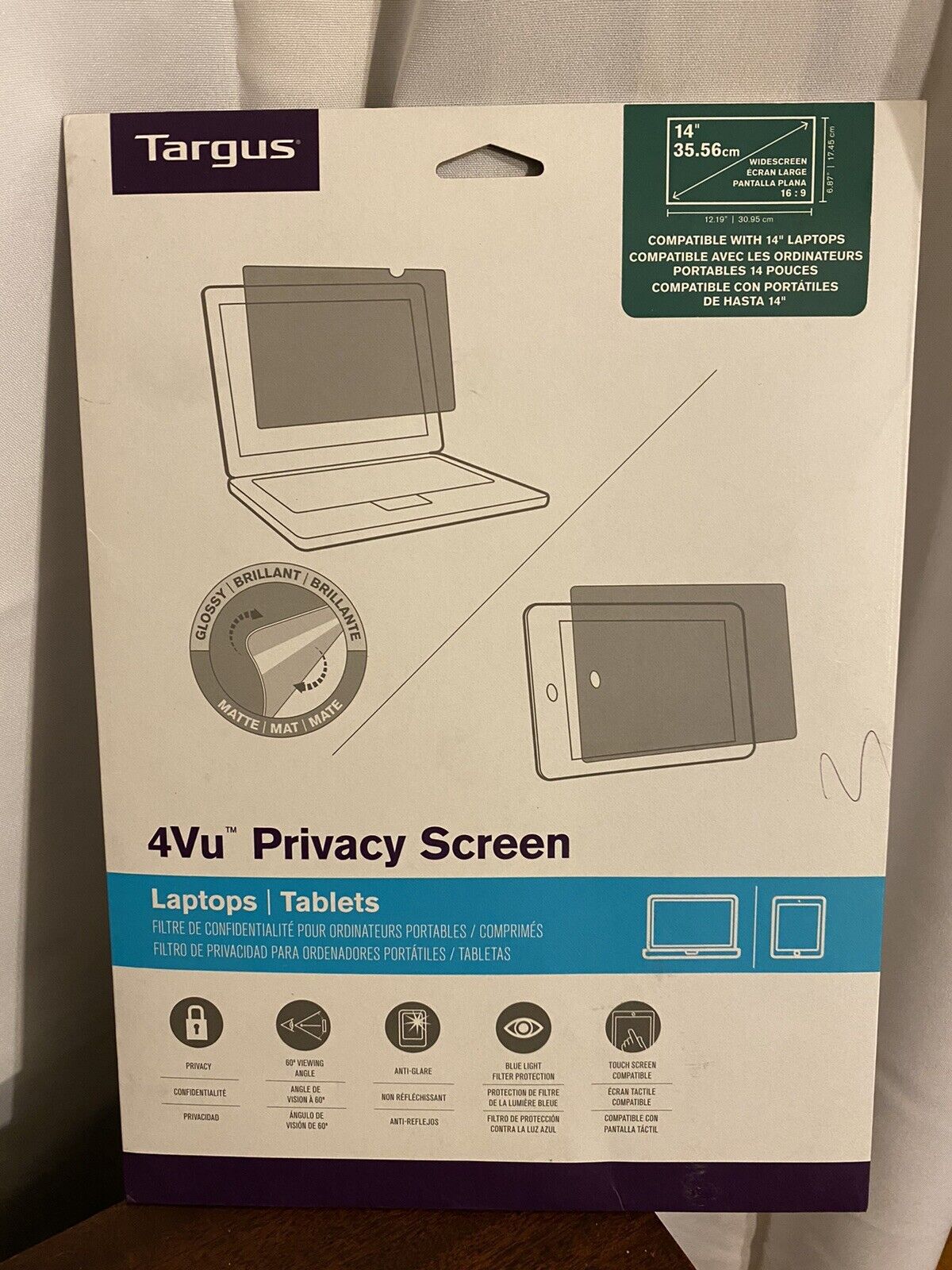 Targus Privacy Screen for 14-Inch Widescreen (16:9 Ratio) Laptops - New