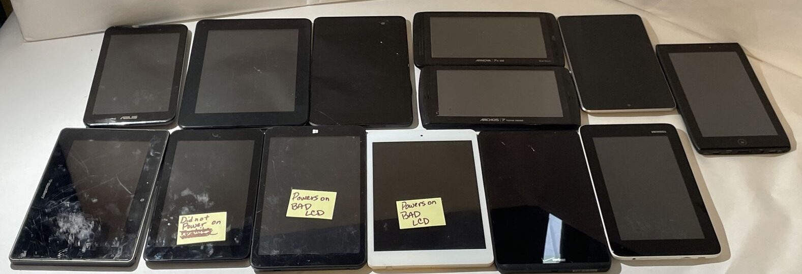 Bundle Lot of 13 Tablets Asus Ellipsis Toshiba Acer Dell Coby Kyros = FOR PARTS