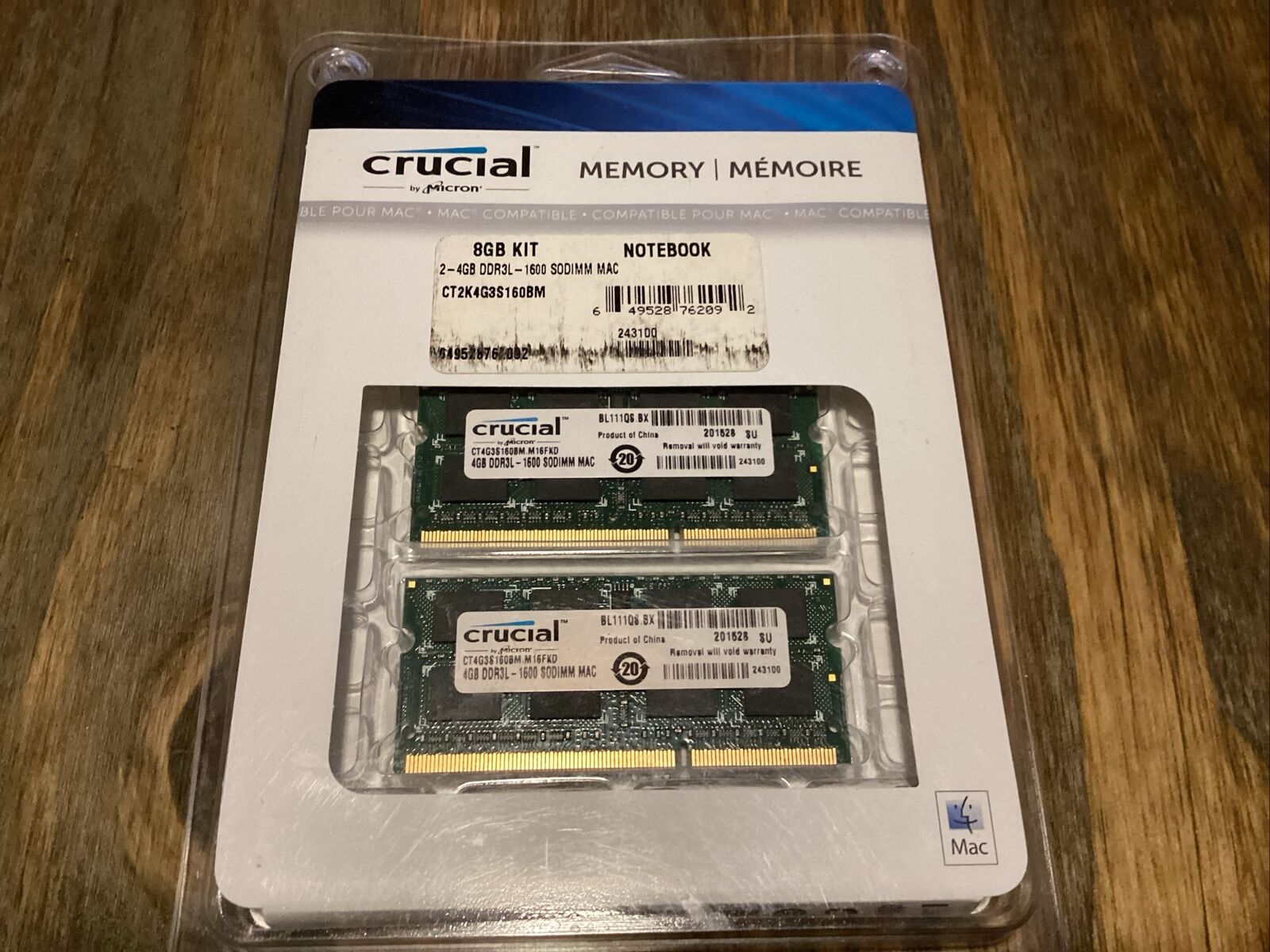 CRUCIAL Memory by Micron 8GB KIT 2-4GB Notebook DDR3L 1600 SODIMM CT2K4G3S160BM
