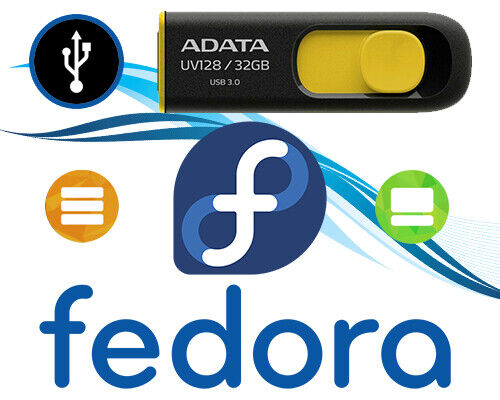 32GB BOOTABLE FEDORA 34 WORKSTATION & SERVER INSTALL & LIVE USB 3.0