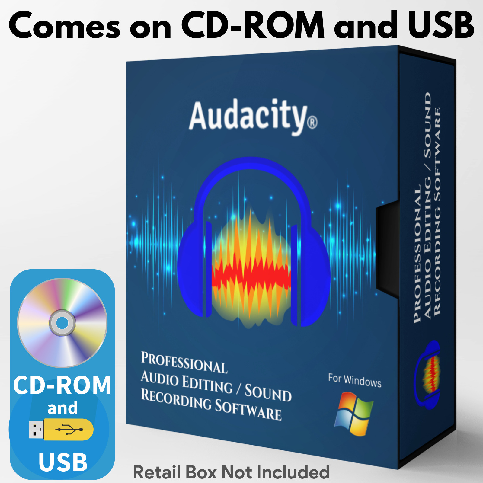 Audacity Professional Audio Music Editing - Recording - Beats for Windows CD/USB