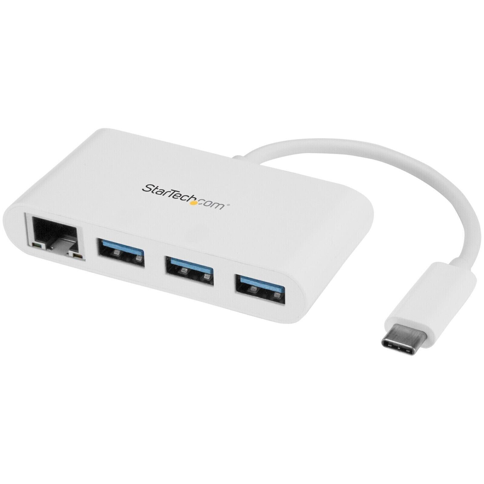 StarTech HB30C3A1GEA 3 Port USB C Hub with Gigabit Ethernet - USB-C to 3x USB-A