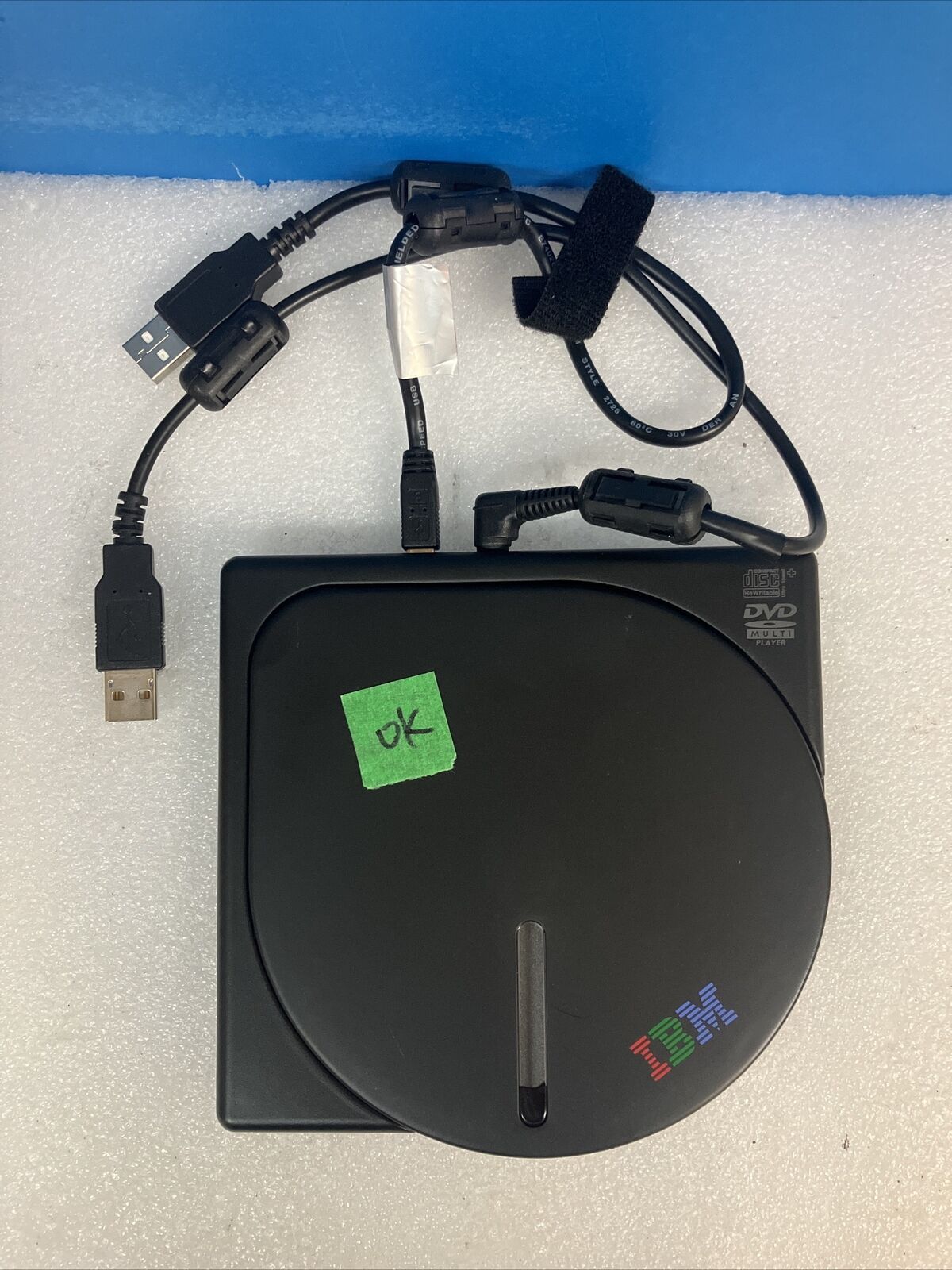 ~ Vintage IBM CD-RW DVD-ROM USB 2.0 Combo Drive 22P9195 With USB Cable