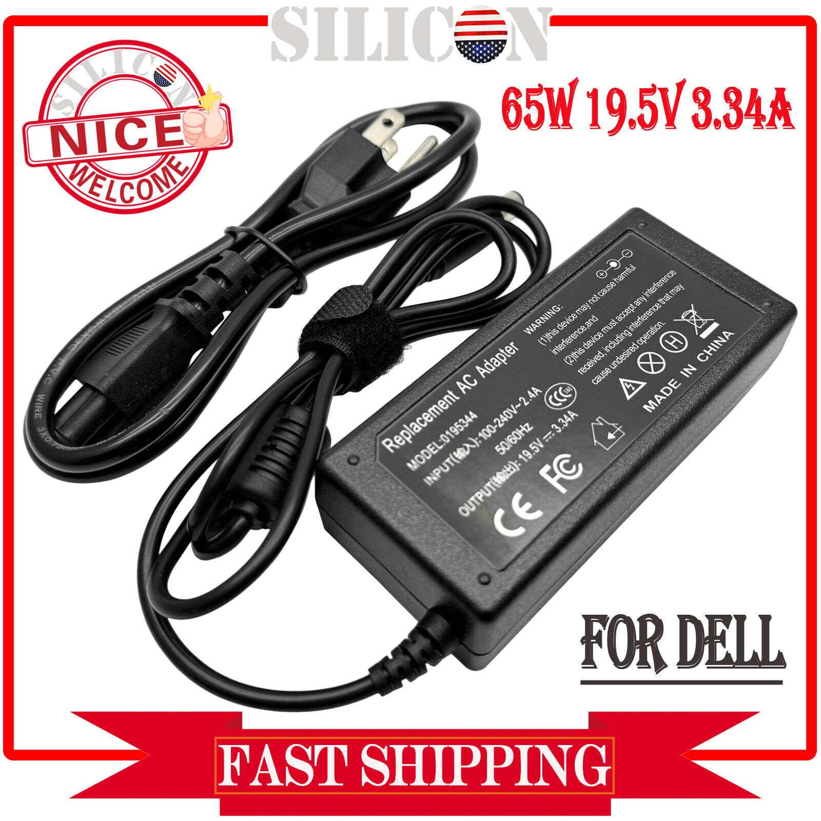 New 65W AC Adapter Charger For Dell Latitude 14 5490 15 5590 Power Supply Cord