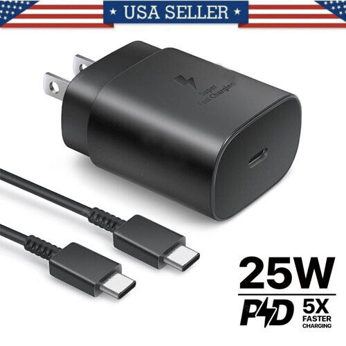 25W Type C USB-C Cable Super Fast Wall PD Charger For Samsung Galaxy S20 S21 S22