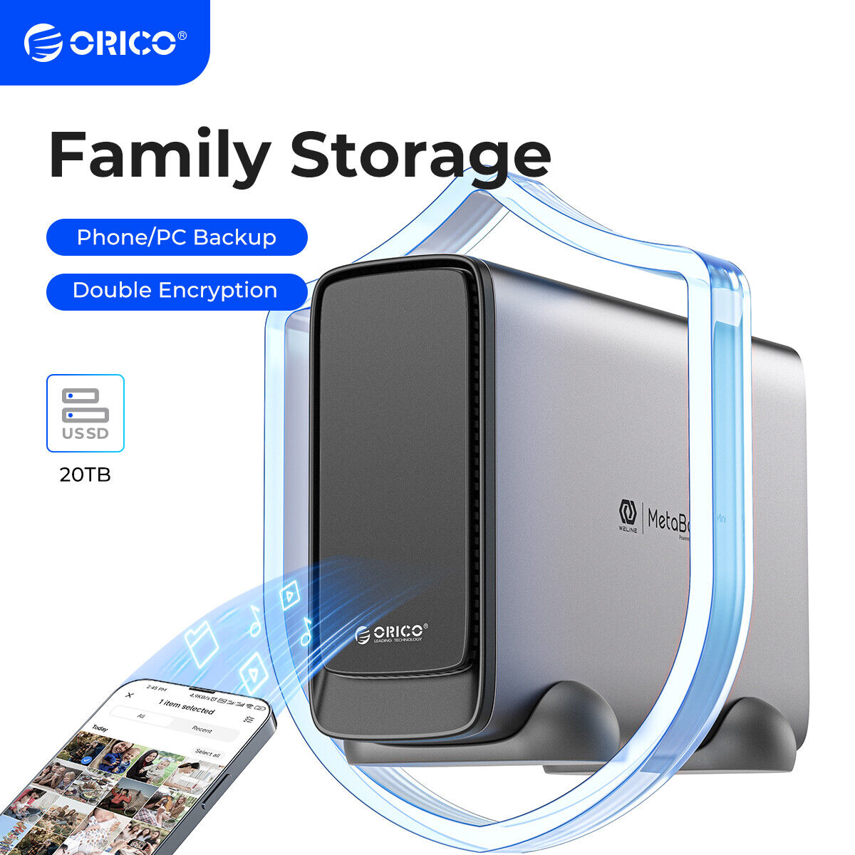 ORICO Private Cloud NAS Storage Networkable Enclosure GbE for Office Home Office