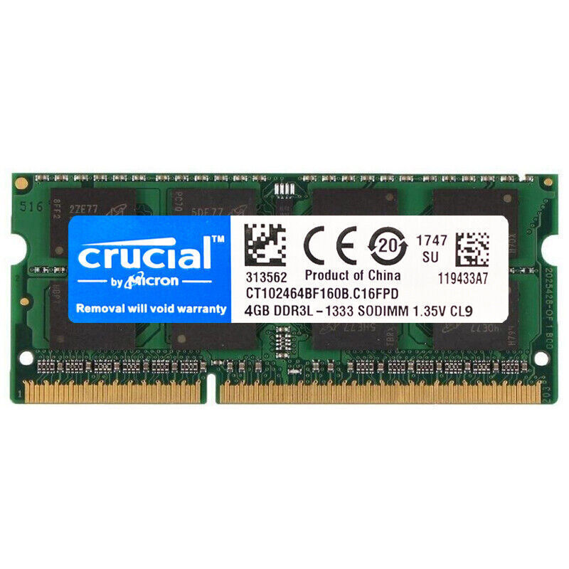 CRUCIAL DDR3L DDR3 1333Mhz 16GB 8GB 4GB 2Rx8 PC3-10600S SODIMM Laptop Memory Memory