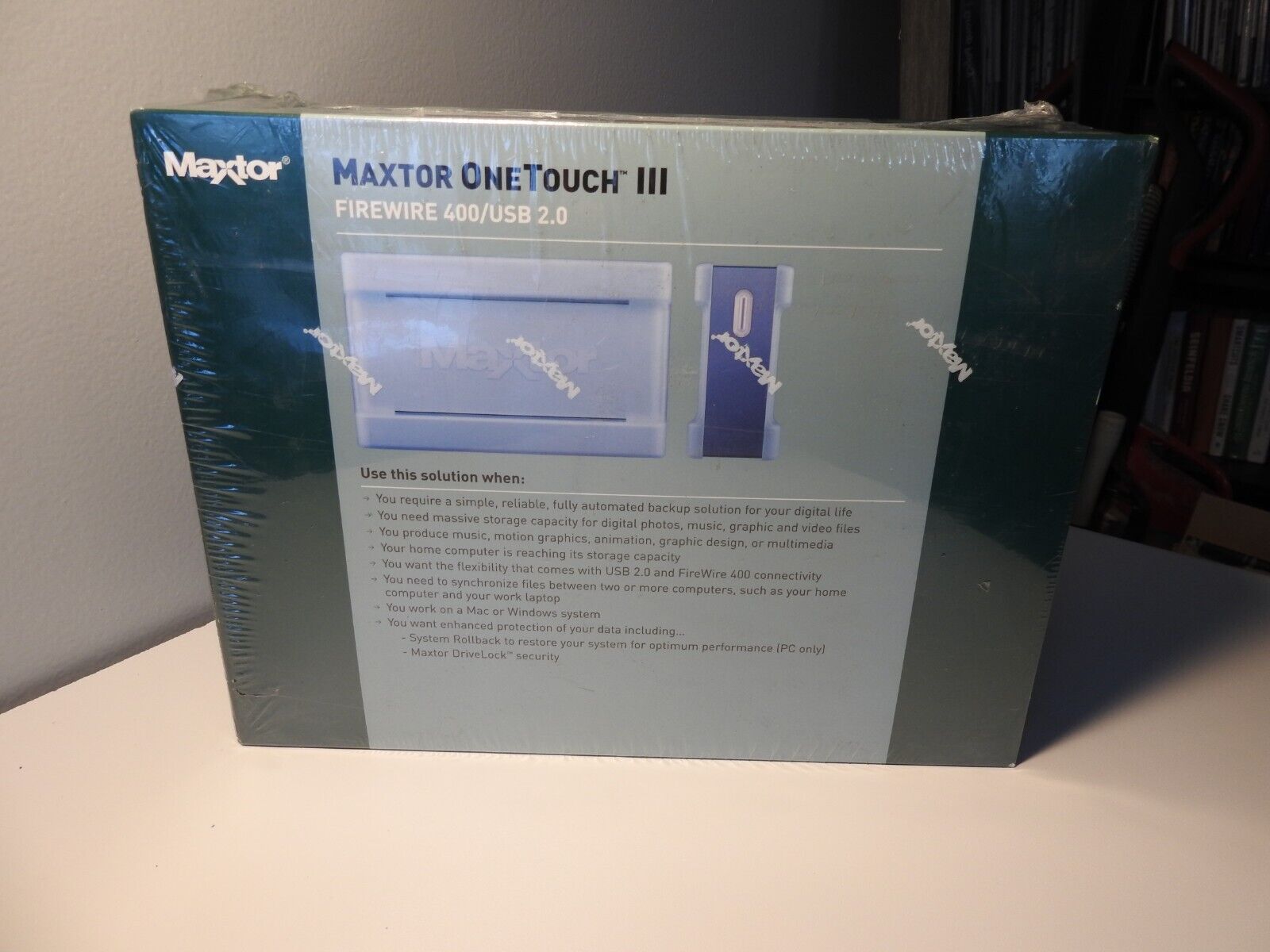 NEW Boxed Maxtor One Touch III 320GB USB 2.0 External Hard Drive IEEE 1394a