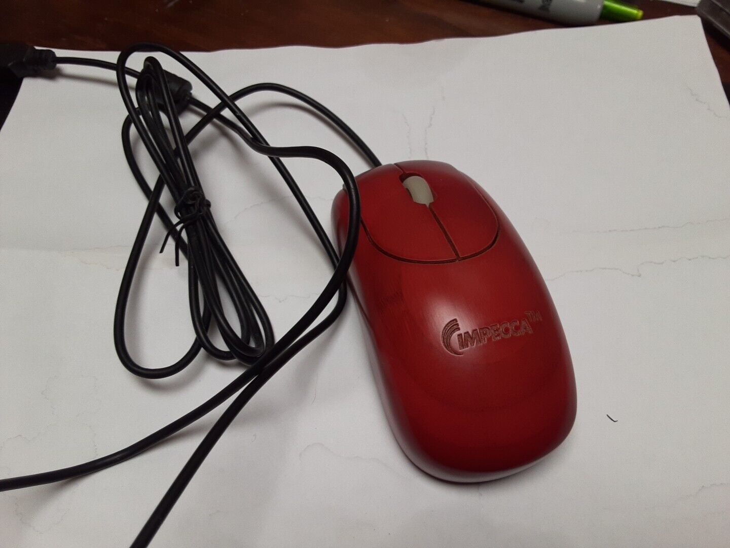 Impecca Bamboo Wood Mouse Wired Red Color
