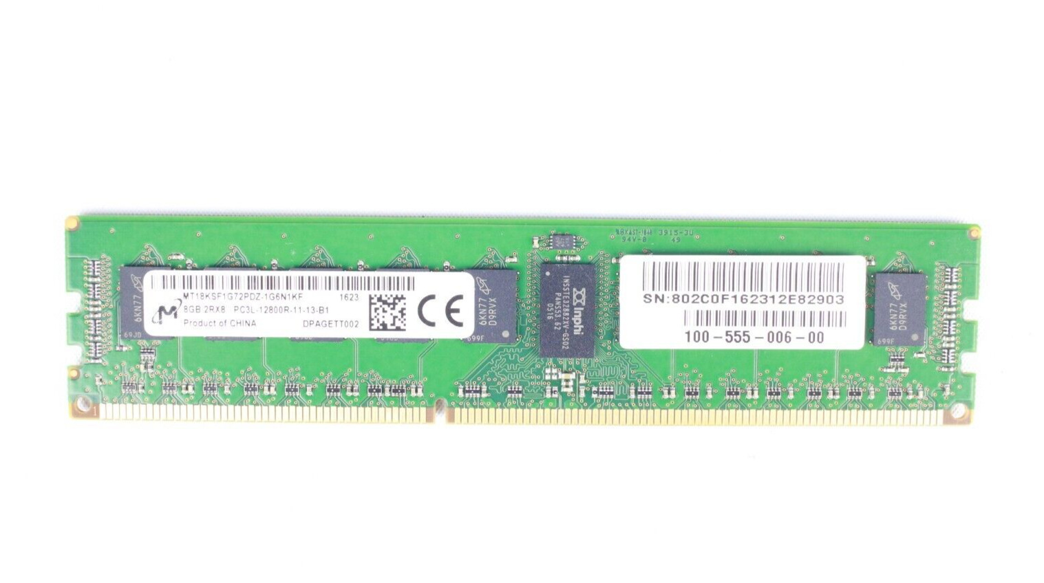 Lot of 8 Micron 8GB 2RX8 PC3L-12800R Server RAM MT18KSF1G72PDZ-1G6N1 (AMX)