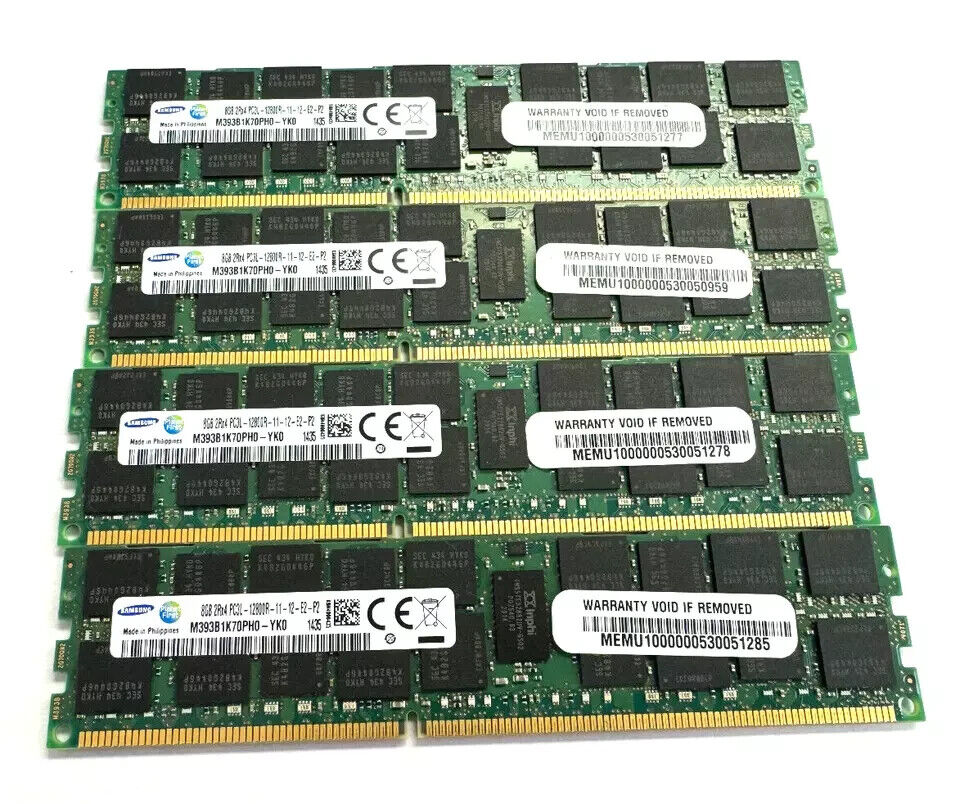 Samsung 32GB (4x 8GB) PC3L-12800R 2RX4 ECC Server Memory M393B1K70PH0-YK0 RDIMM