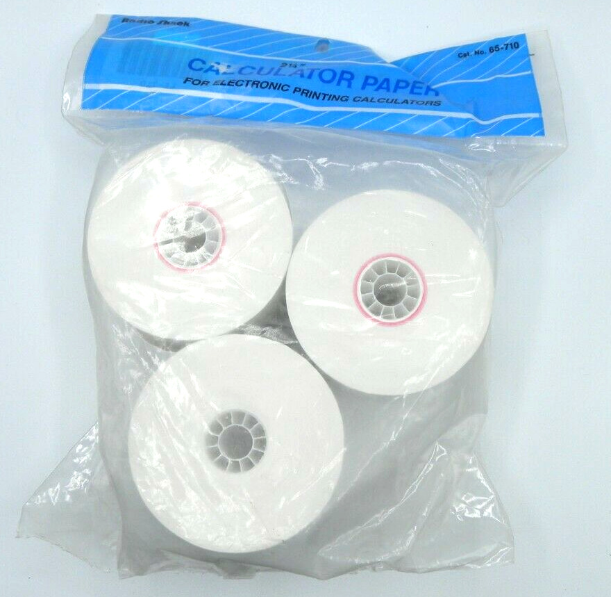 3 Rolls Radio Shack 65-710 Paper For Electronic Printing Calculators NOS 2-1/4”