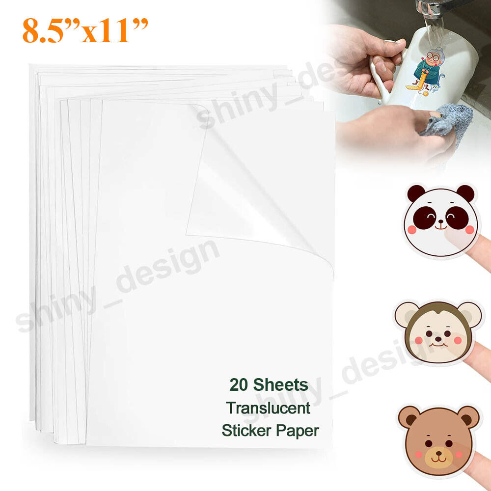 20 Sheets A4 Inkjet Printable Vinyl Sticker Paper Adhesive Decal Waterproof