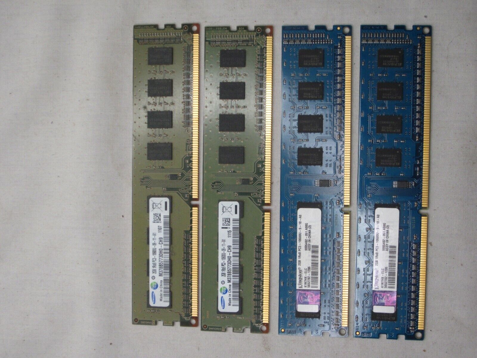 8 GB total Kingston  & SAMSUNG Computer Memory RAM 2 GB 1Rx8 PC3-16000U-9-10-AU
