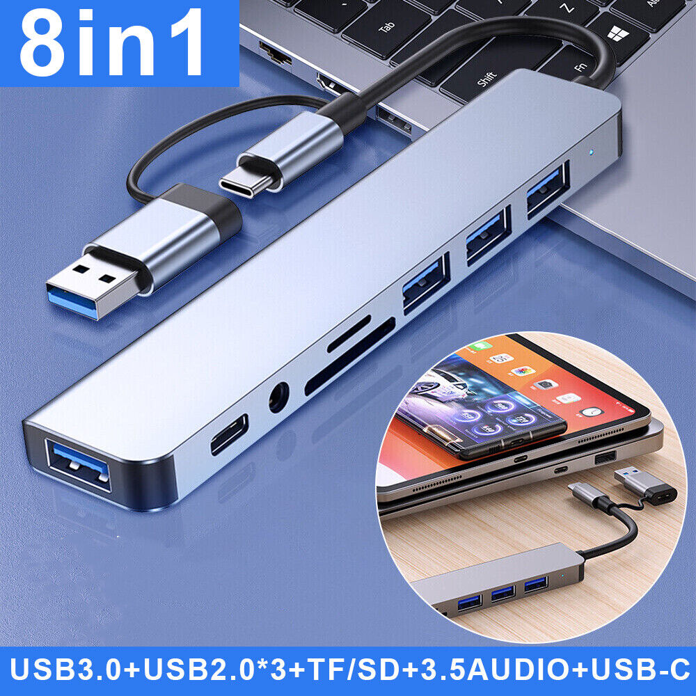 8 in 1 USB-C Hub Type C To USB 3.0 4K HDMI Adapter For iPhone 15 Macbook Pro USA