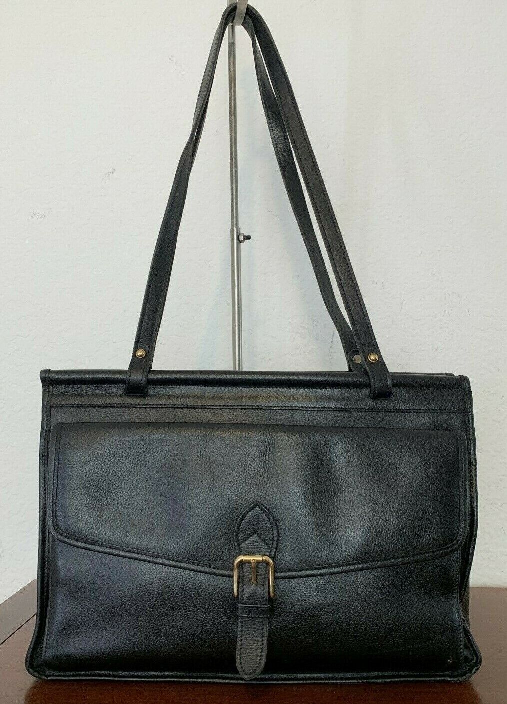 Vintage Jack Georges Black Leather Dowel Doctor Bag Briefcase USA